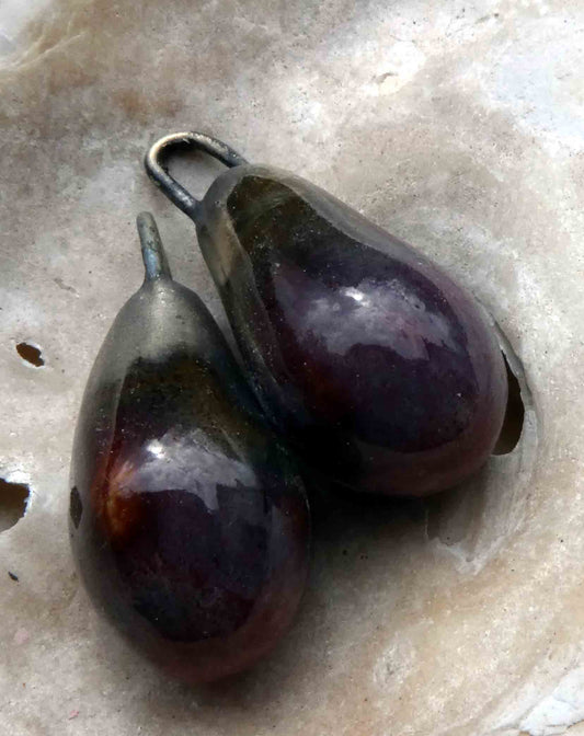 Ceramic Drops Earring Charms- Smoky Merlot