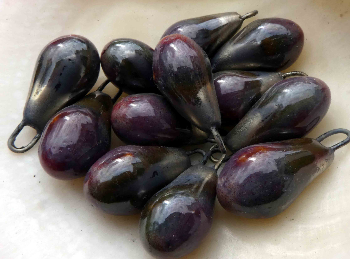 Ceramic Drops Earring Charms- Smoky Merlot