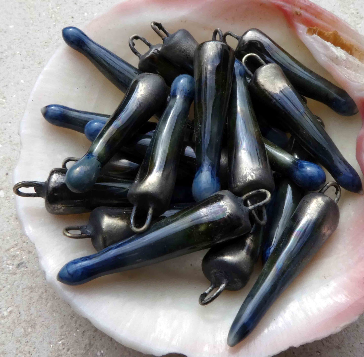 Ceramic Spikes Earring Charms- Moonscape