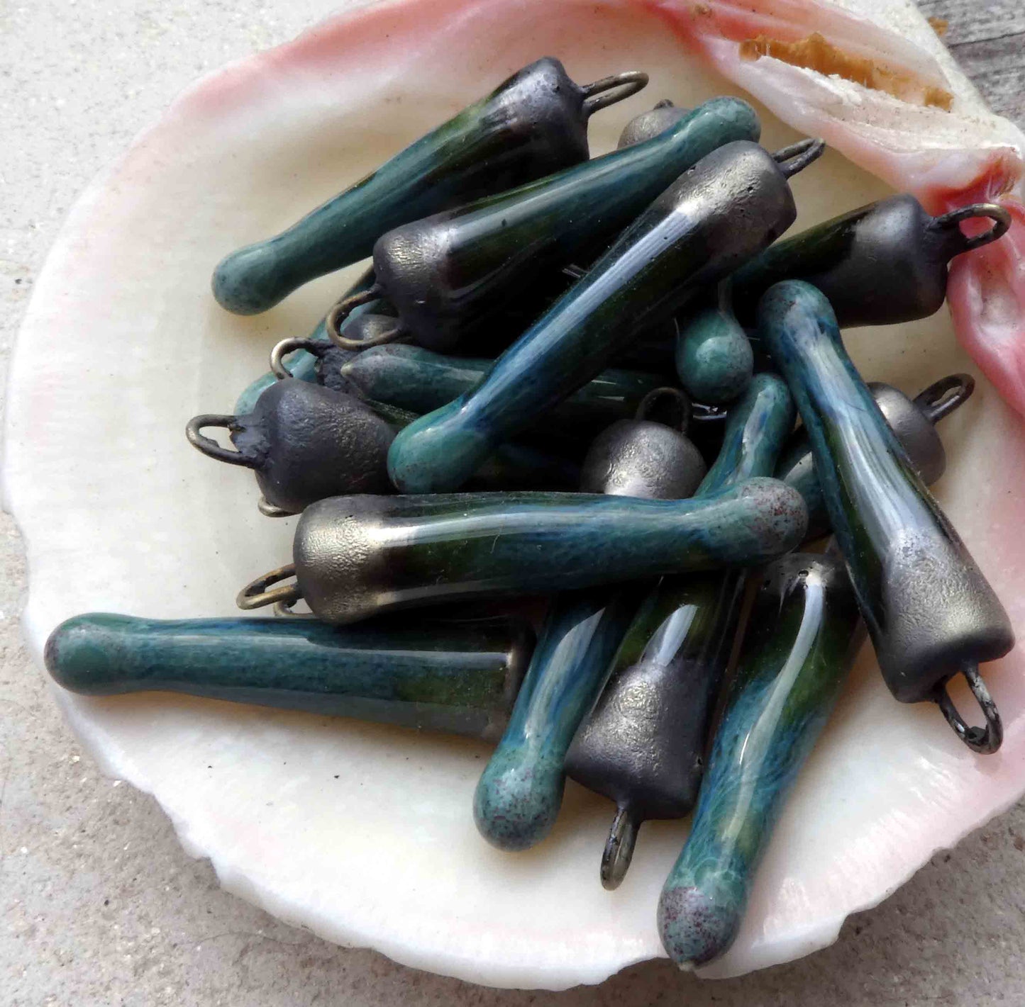 Ceramic Spikes Earring Charms- Kiwi Fruit