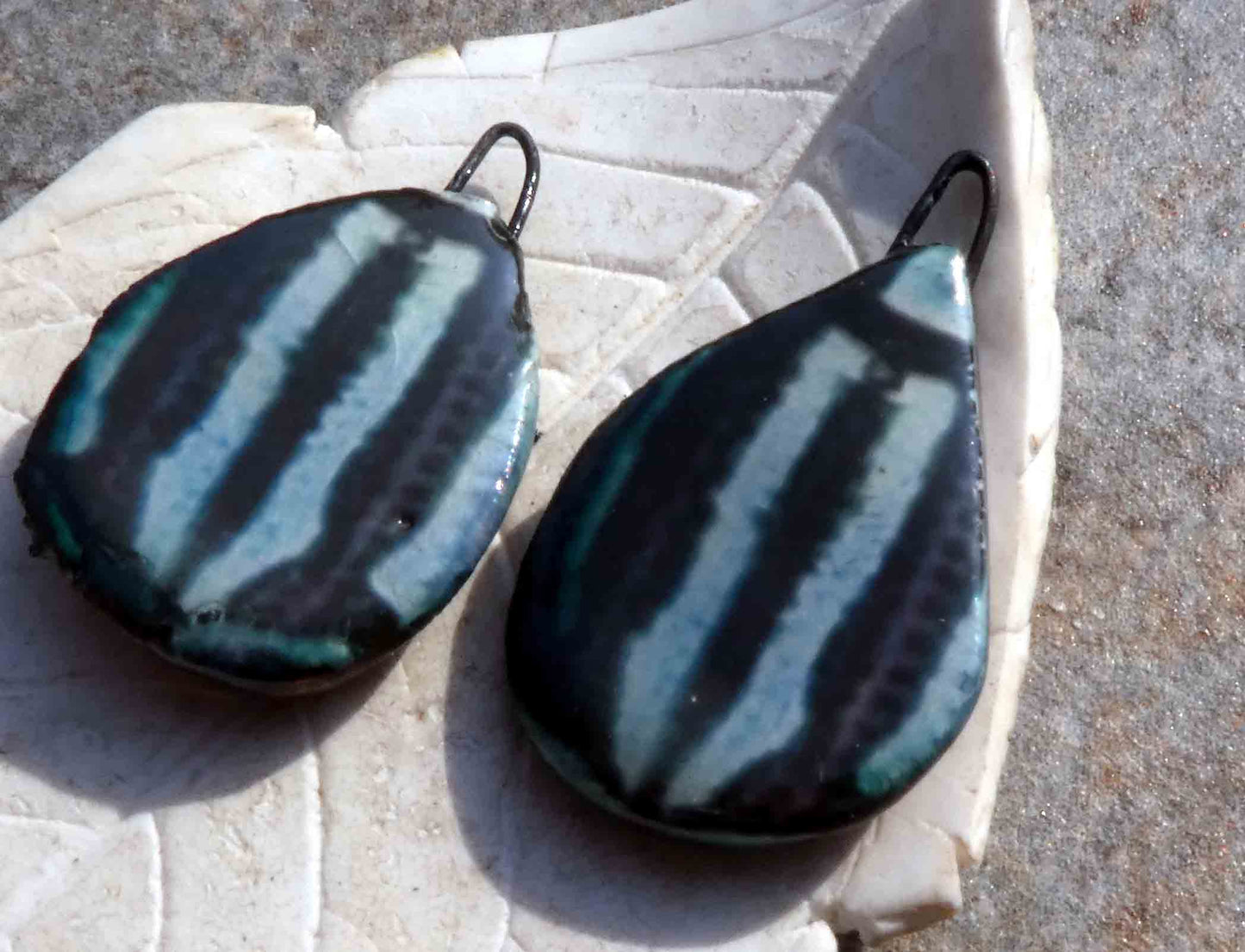 Ceramic Decal Beetle Back Slice Earring Charms #12