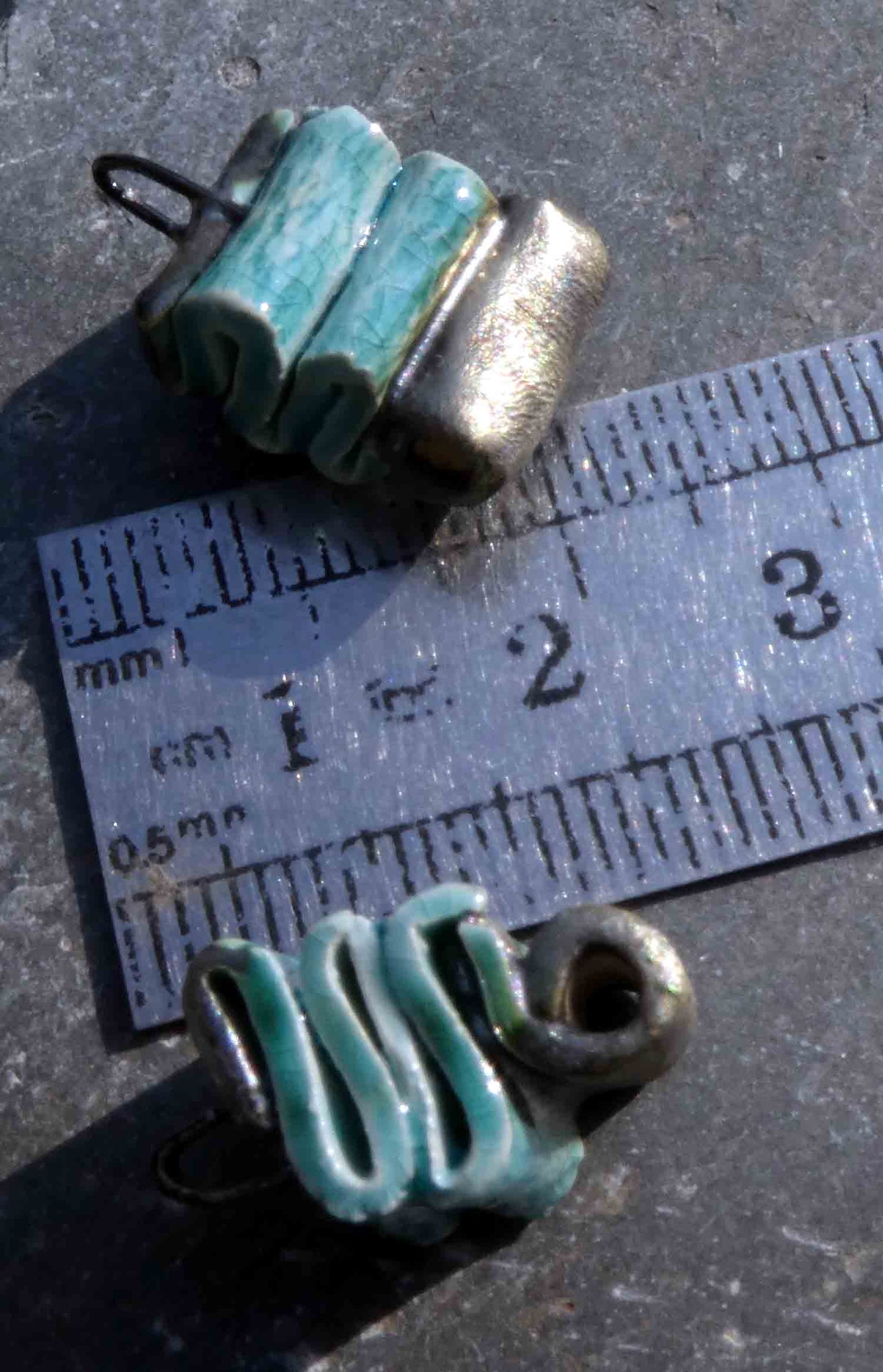 Ceramic Folded Ribbon Earring Connectors -Topaz