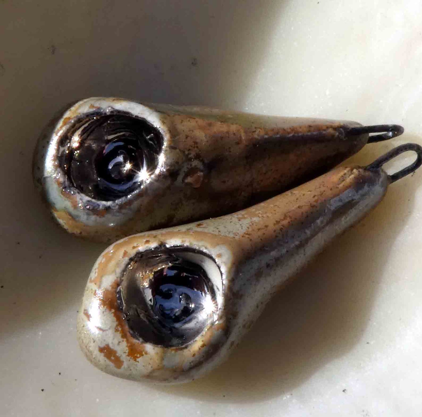 Ceramic Lustre Cup Earring Charms -Stone