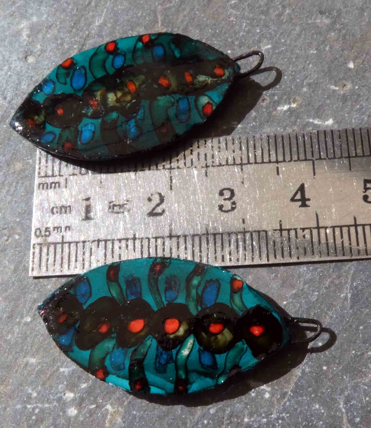 Ceramic Reversible Painted Drops Earring Charms -#15