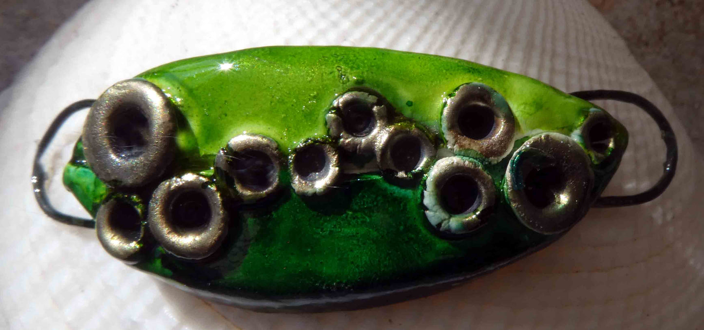 Ceramic Bracelet Focal - Lichen Leaf