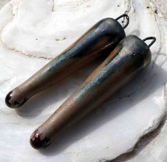 Ceramic Spikes Earring Charms - Antique Brown
