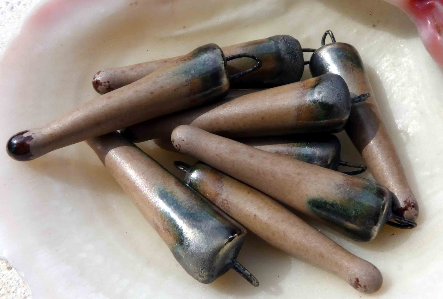 Ceramic Spikes Earring Charms - Antique Brown