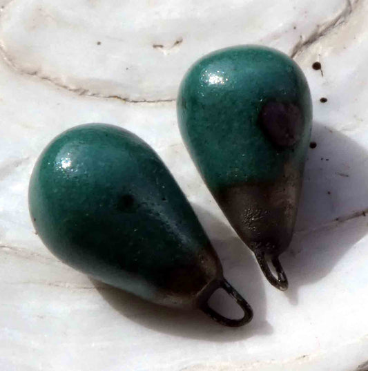 Ceramic Drops Earring Charms - Emerald Glimmer