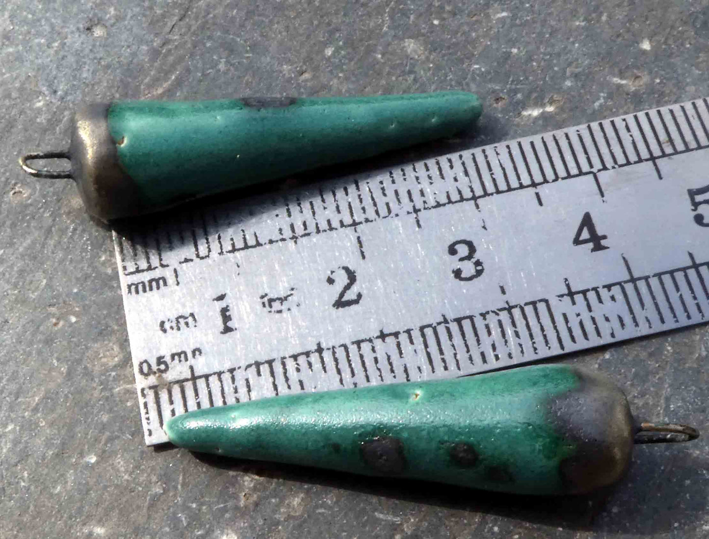 Ceramic Spikes Earring Charms - Emerald Glimmer