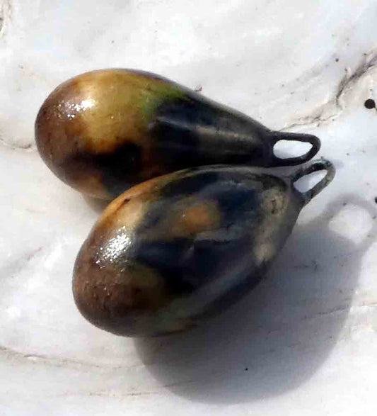 Ceramic Drops Earring Charms - Spotted Walnut