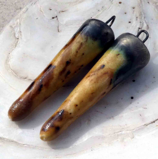 Ceramic Spikes Earring Charms - Spotted Walnut