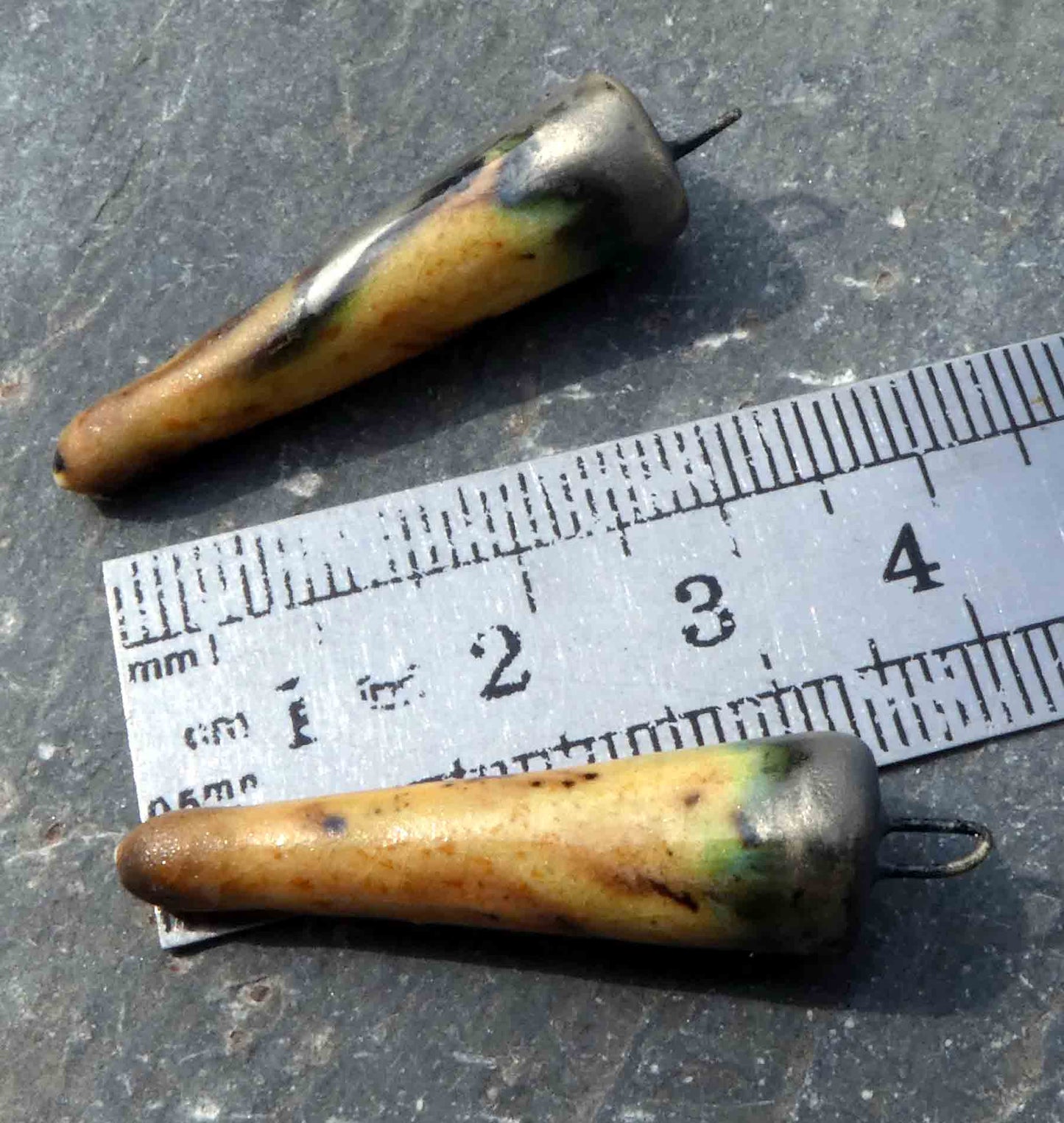Ceramic Spikes Earring Charms - Spotted Walnut