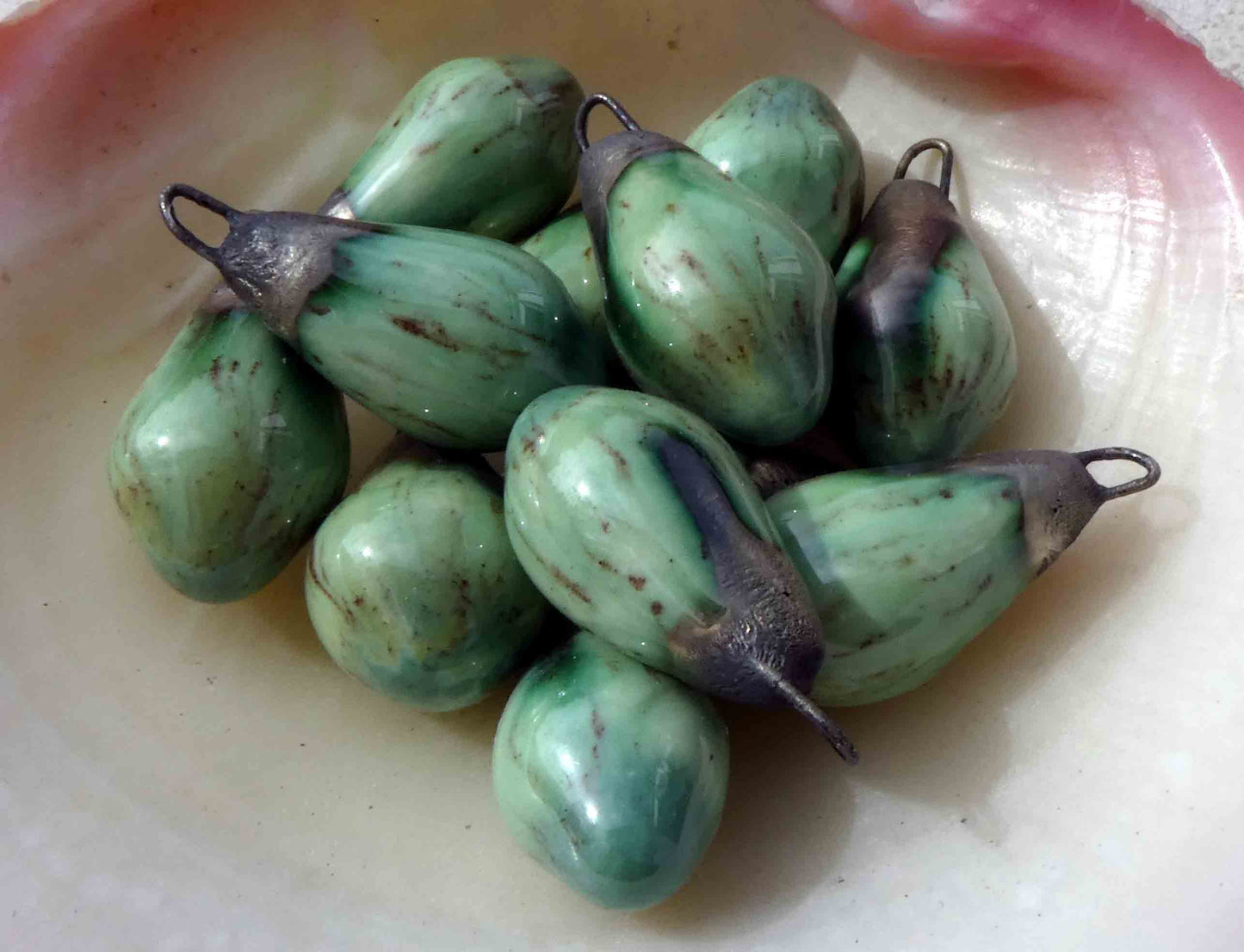 Ceramic Drops Earring Charms - Peppermint Speckol