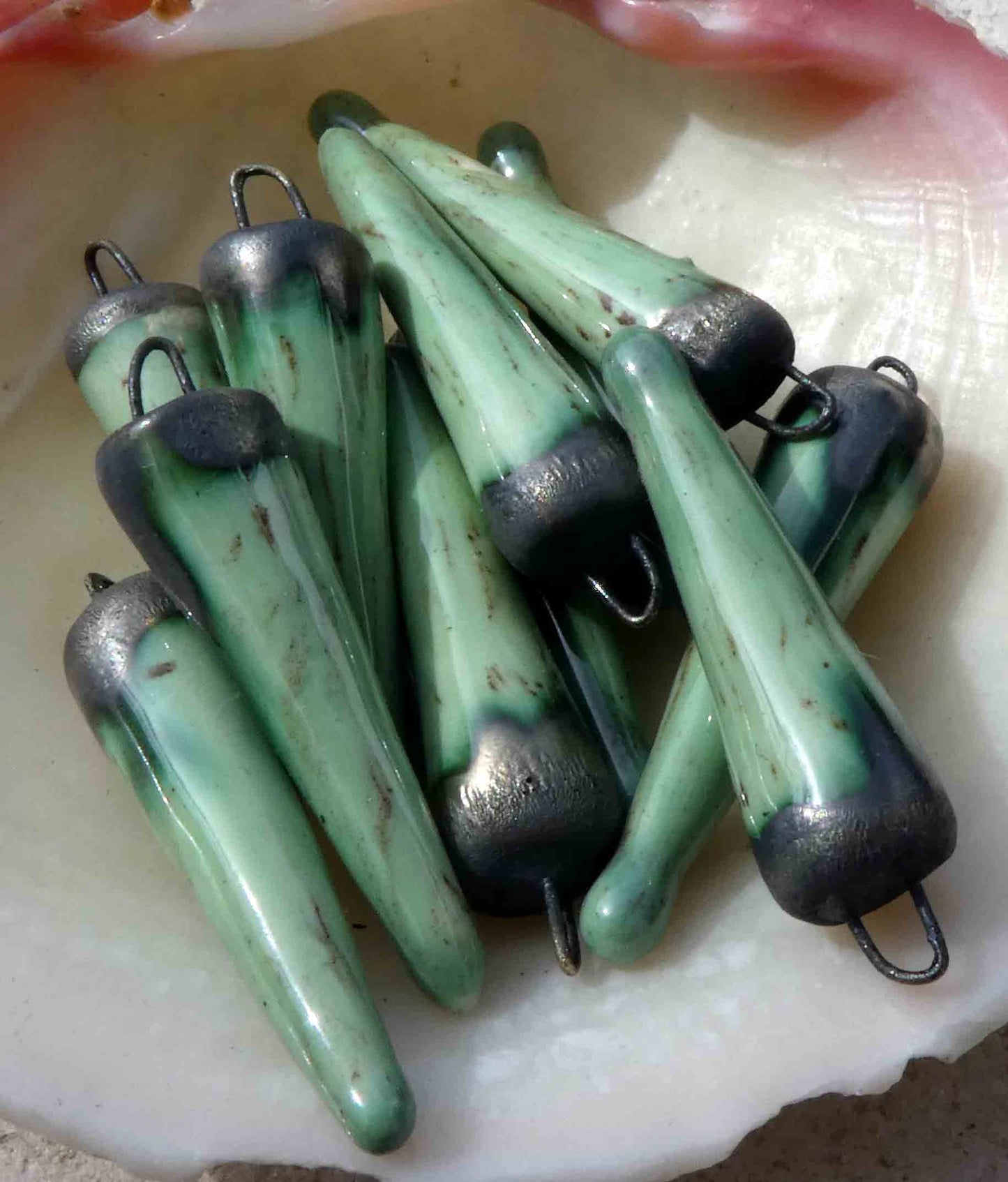 Ceramic Spikes Earring Charms -Peppermint Speckol