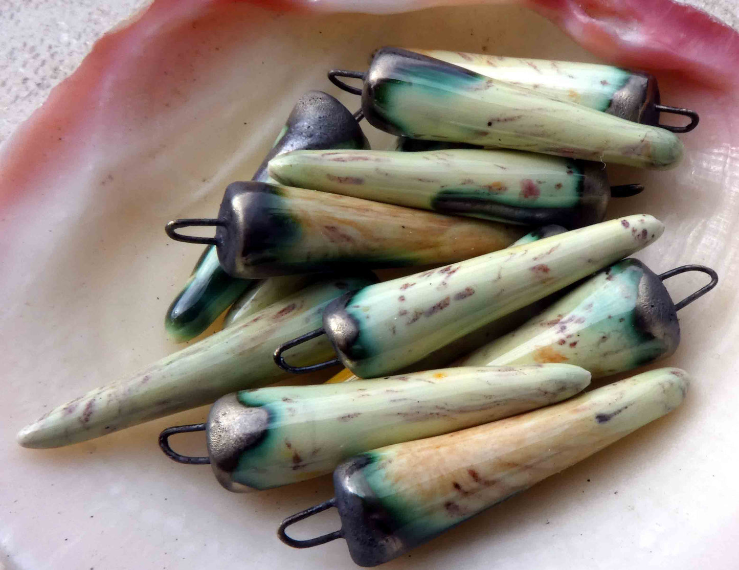 Ceramic Spikes Earring Charms -Golden Harvest