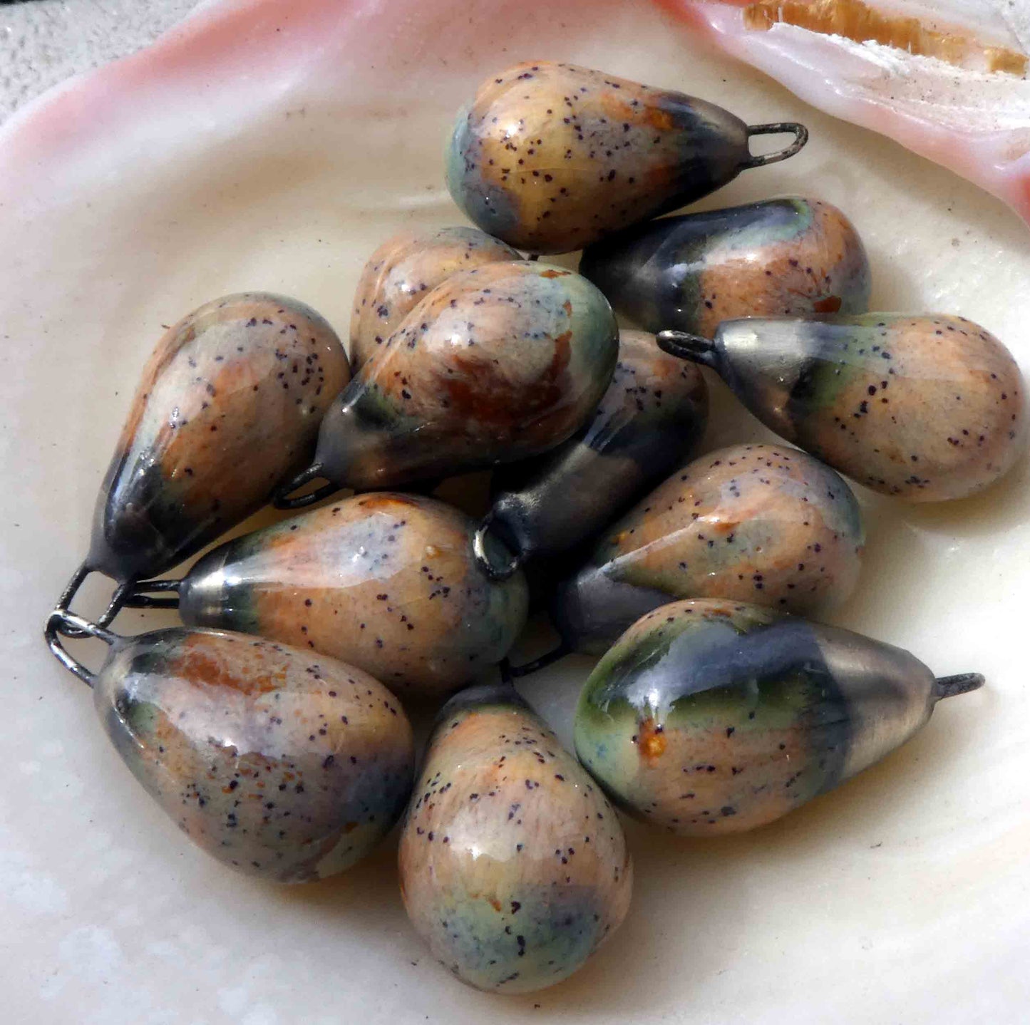 Ceramic Drops Earring Charms - Amber Ash