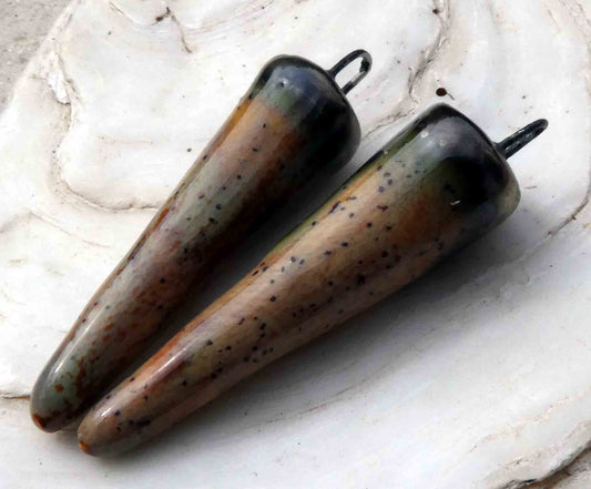 Ceramic Spikes Earring Charms - Amber Ash