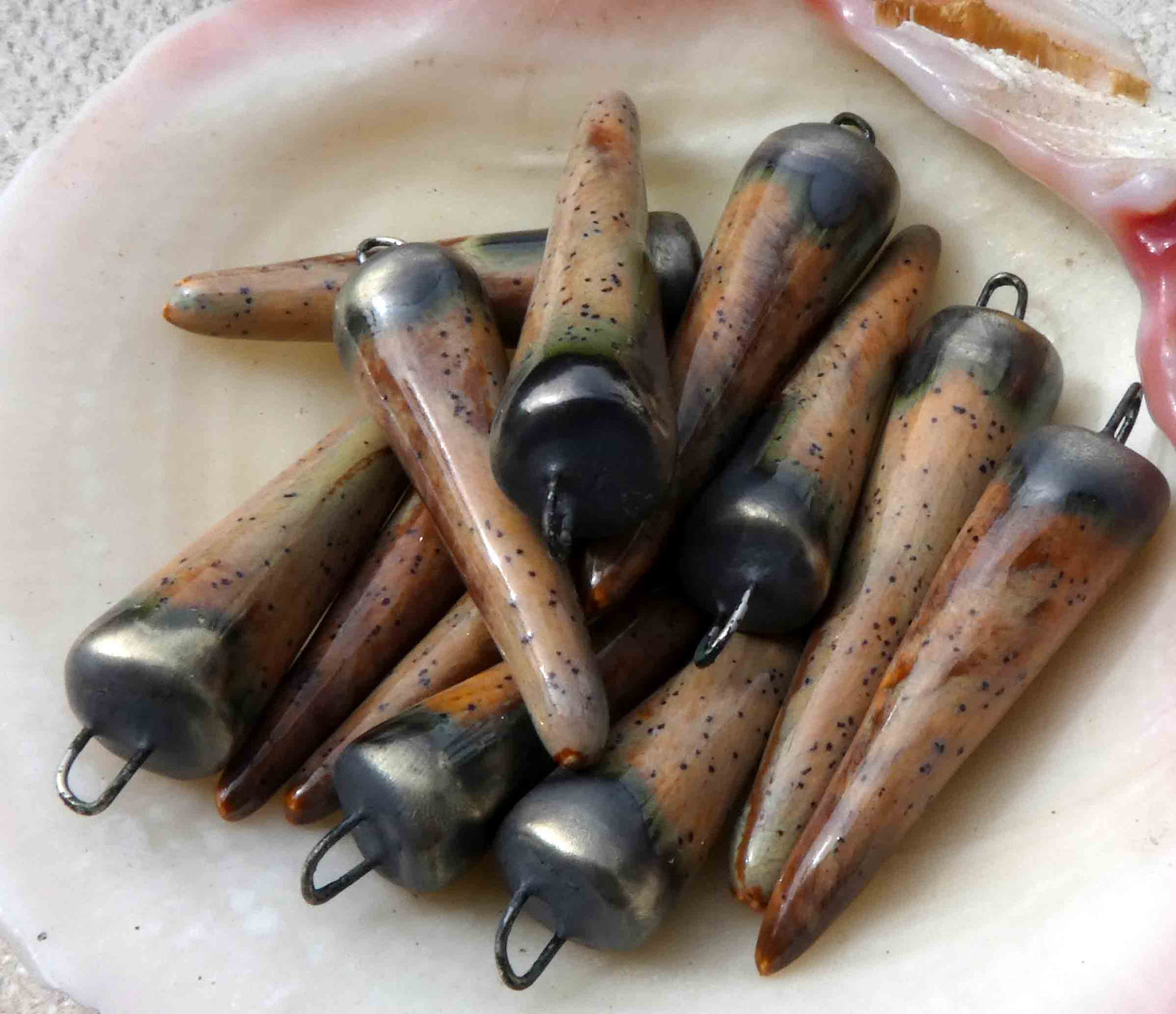 Ceramic Spikes Earring Charms - Amber Ash