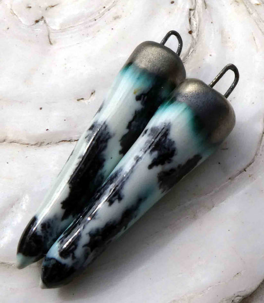 Ceramic Spikes Earring Charms -Dalmation