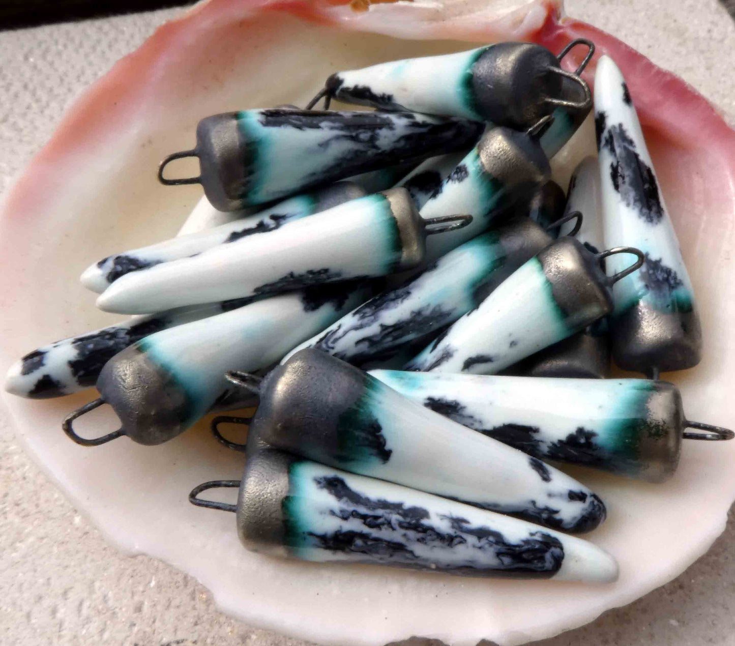 Ceramic Spikes Earring Charms -Dalmation