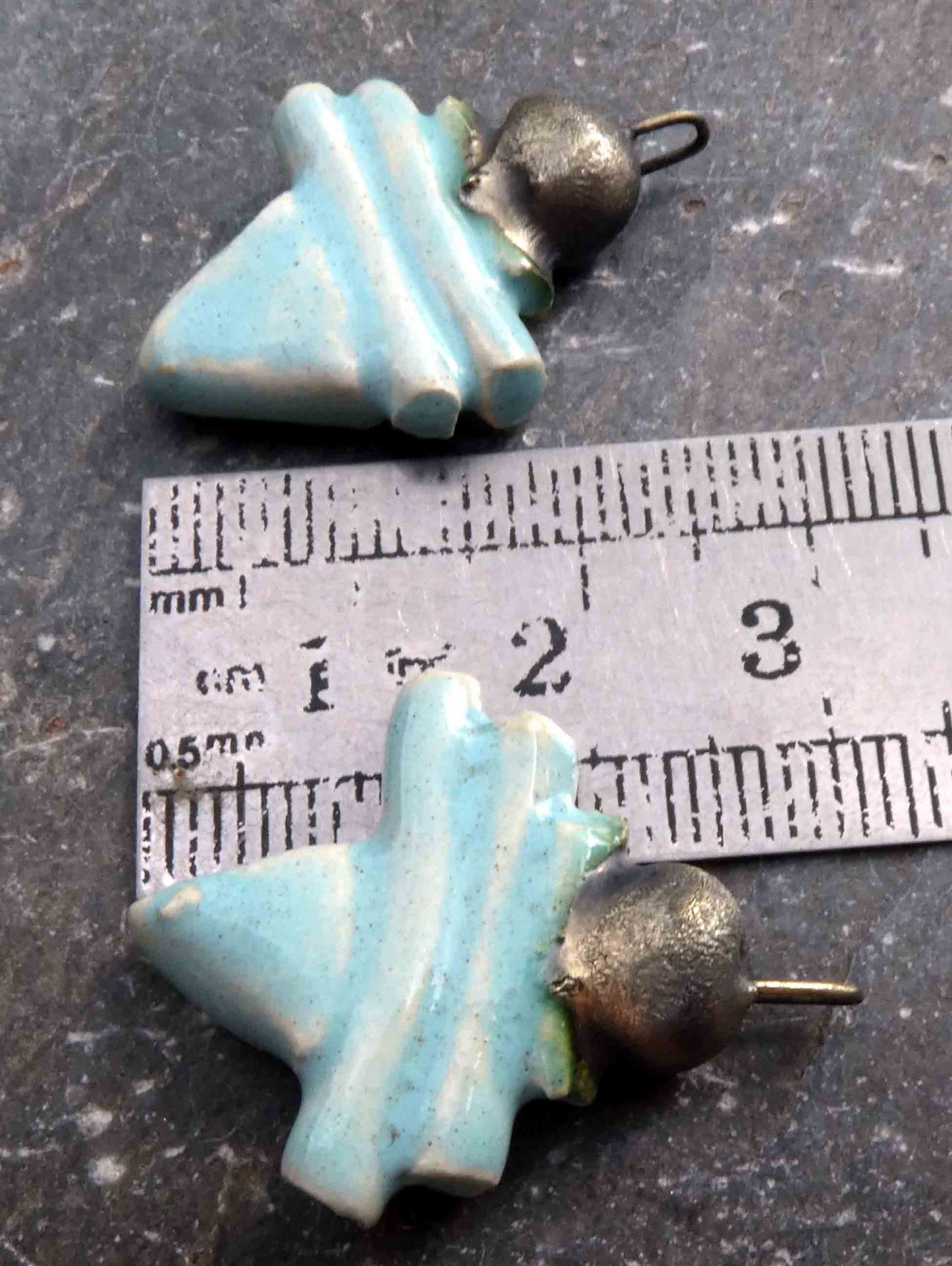Ceramic Sticks and Triangle Stack Drops -Larimar