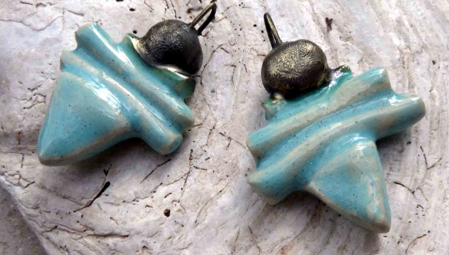 Ceramic Sticks and Triangle Stack Drops -Larimar