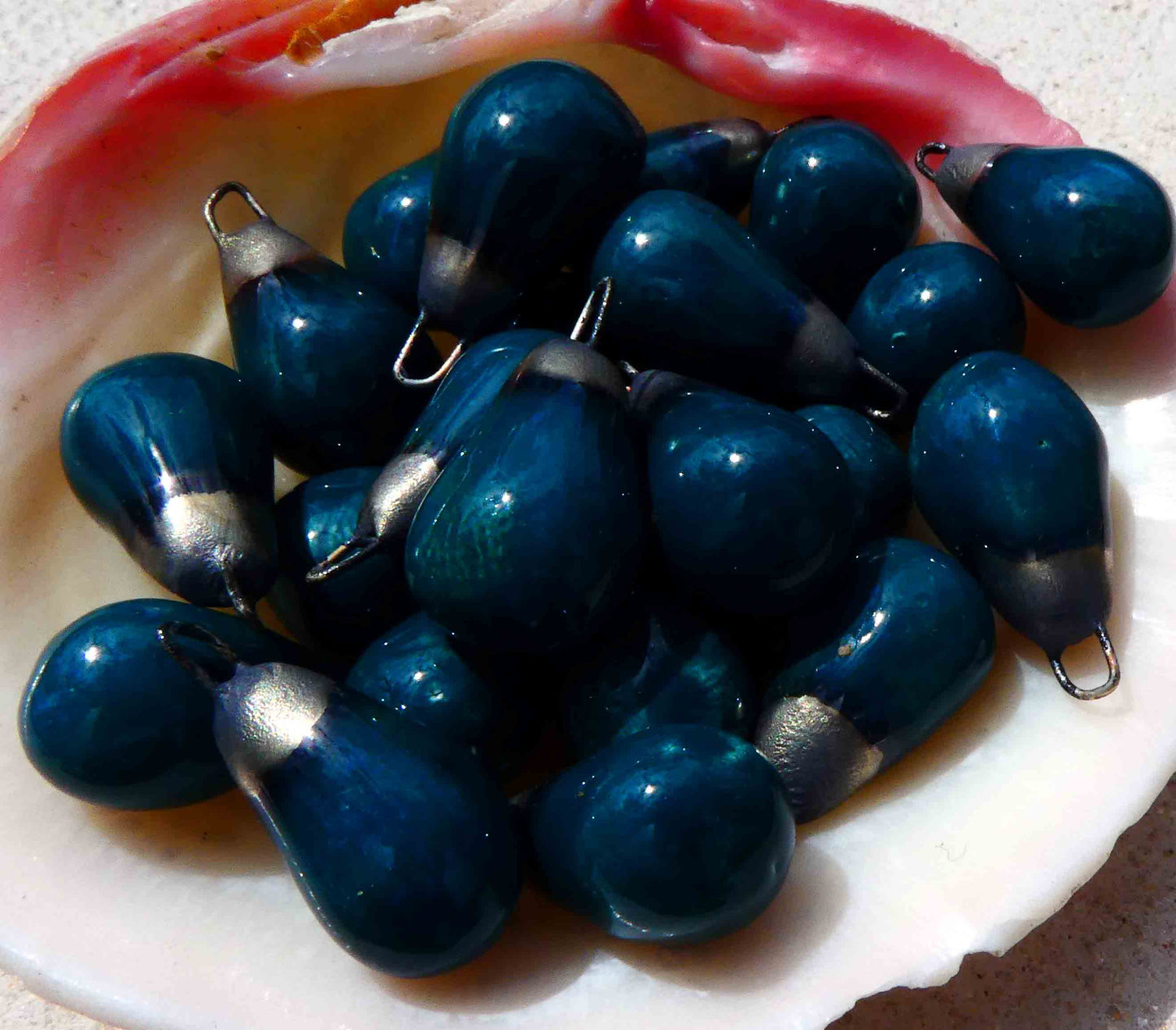 Ceramic Bronzy Drops Earring Charms - Teal