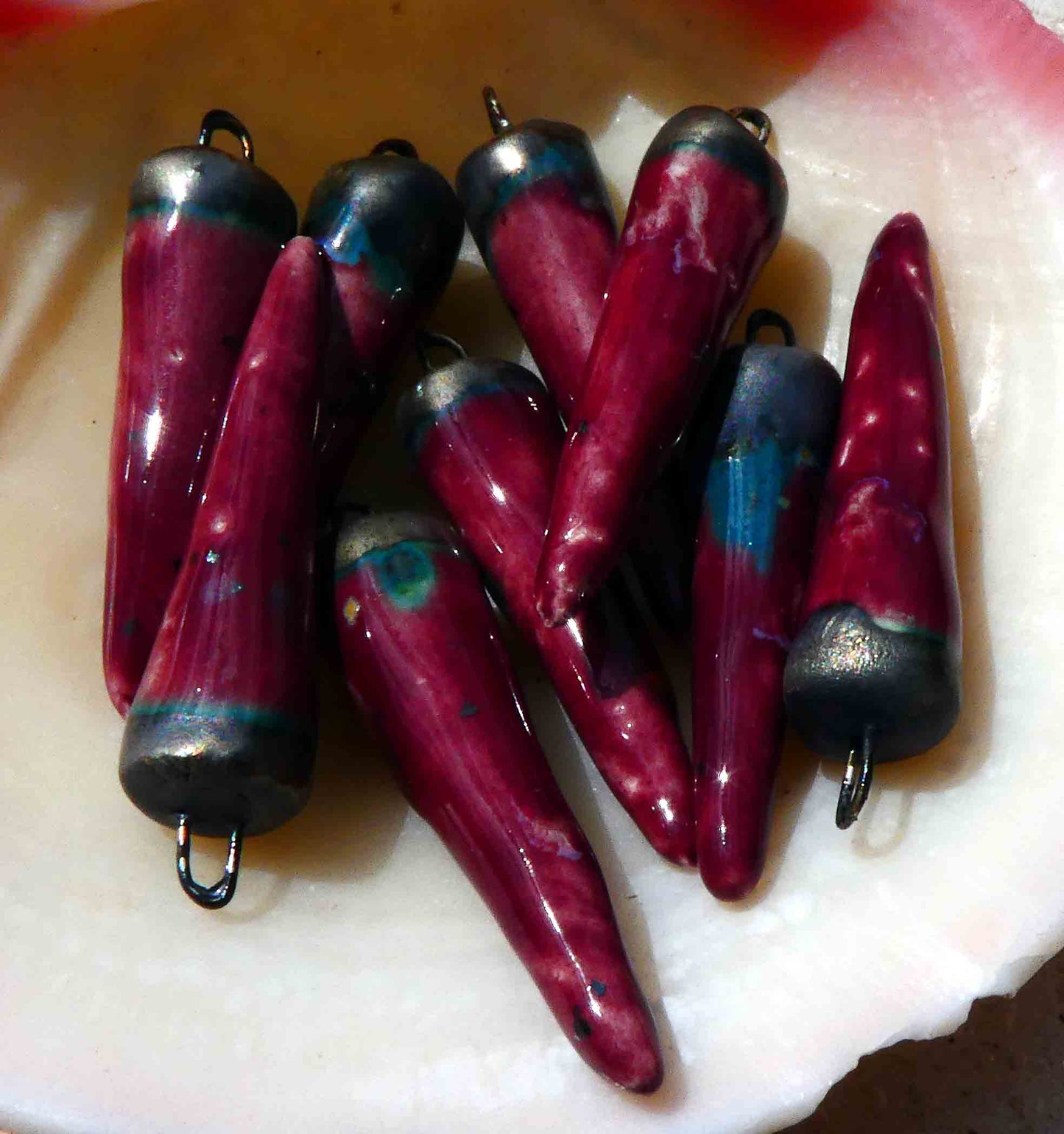 Ceramic Spikes Earring Charms - Wine Fiesta