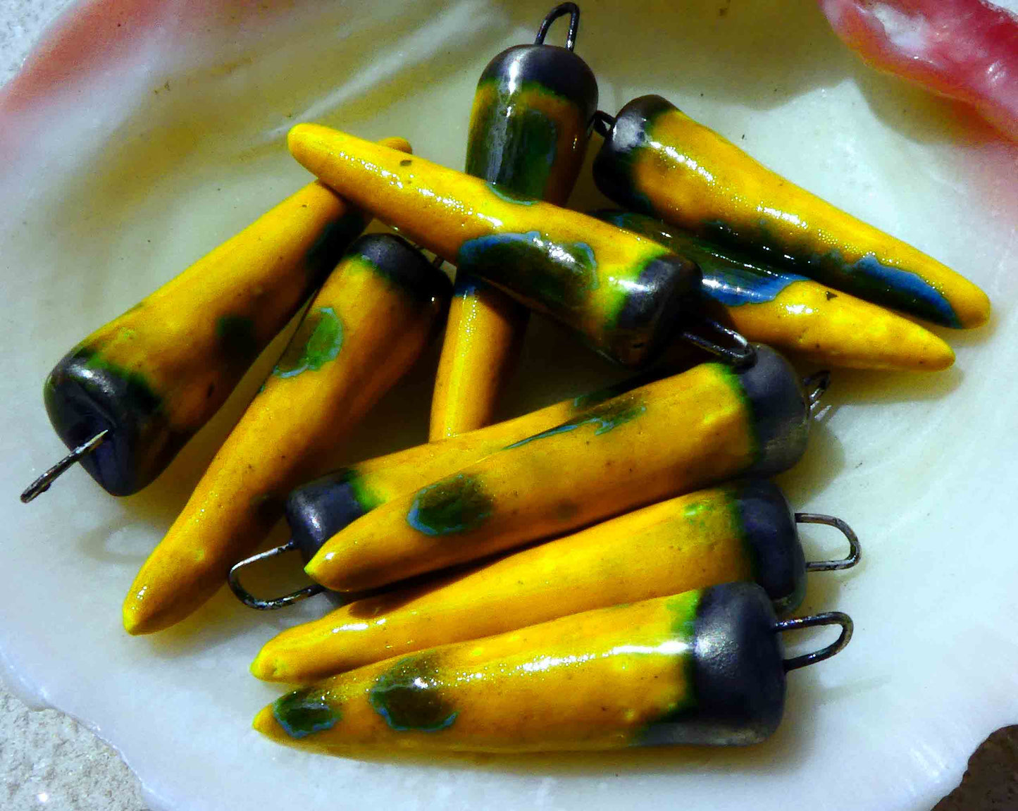 Ceramic Spikes Earring Charms - Bumblebee