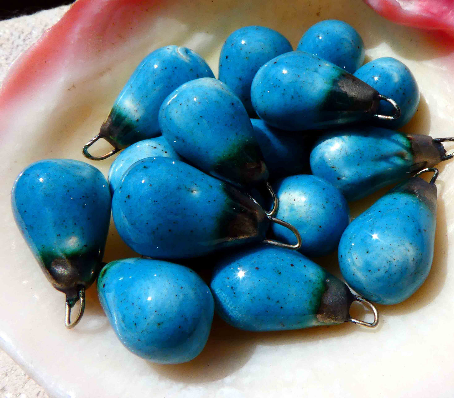 Ceramic Bronzy Drops Earring Charms - Lagoon