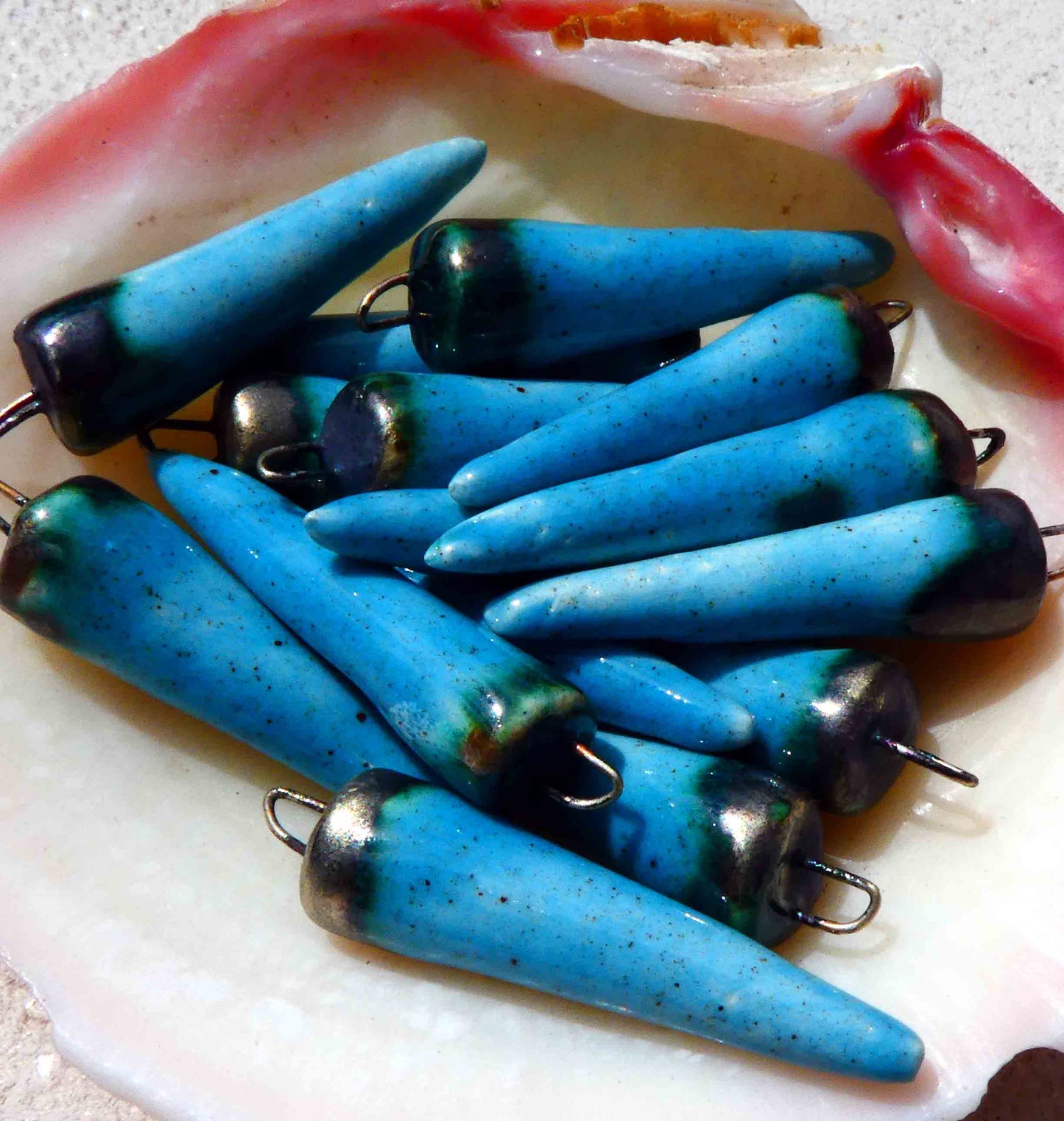 Ceramic Bronzy Spikes Earring Charms - Lagoon