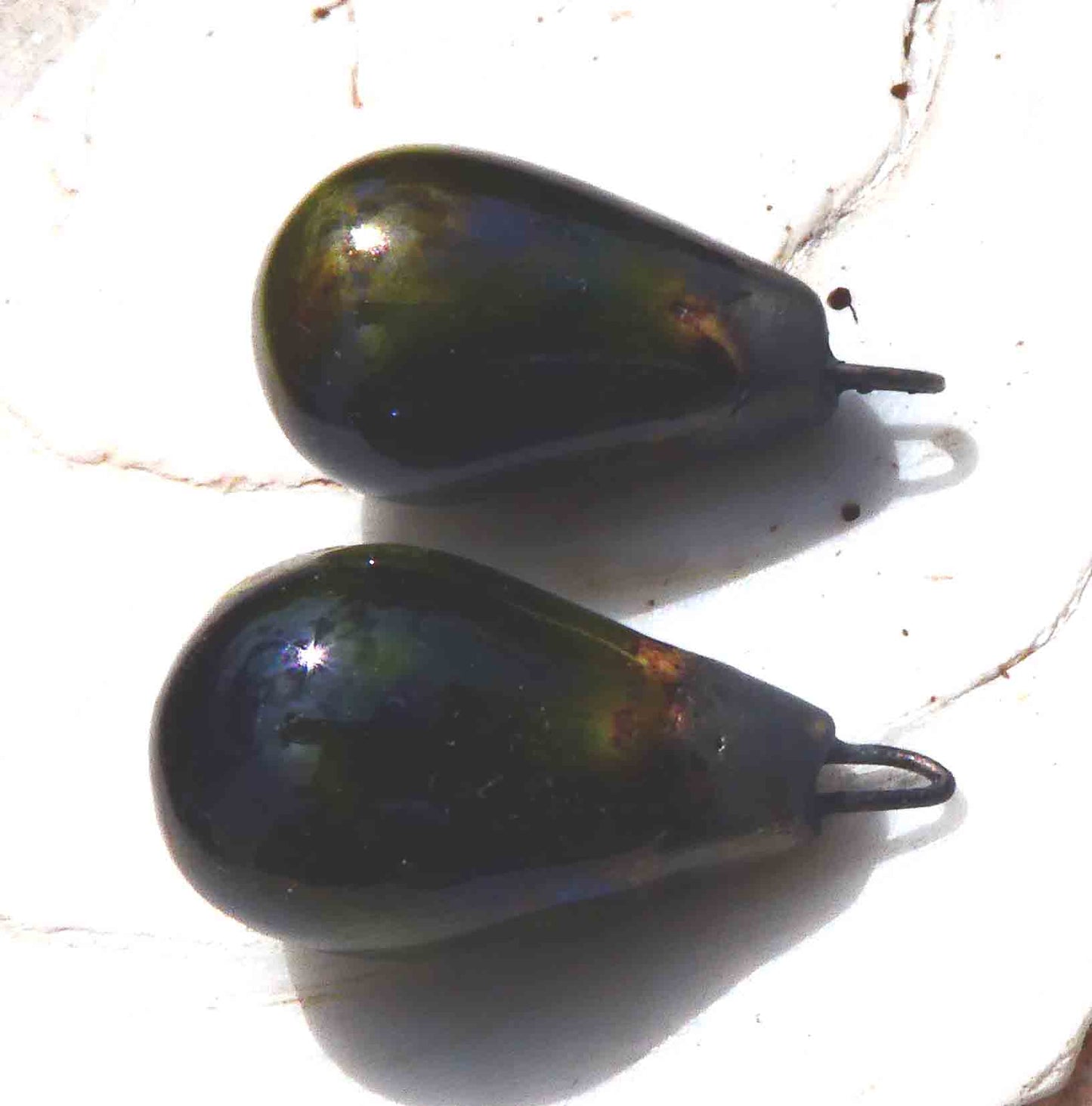 Ceramic Bronzy Drops Earring Charms - Olive