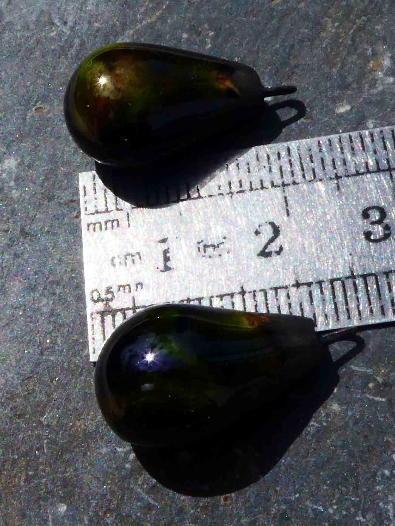 Ceramic Bronzy Drops Earring Charms - Olive