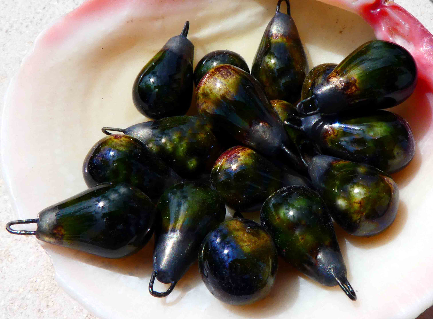 Ceramic Bronzy Drops Earring Charms - Olive