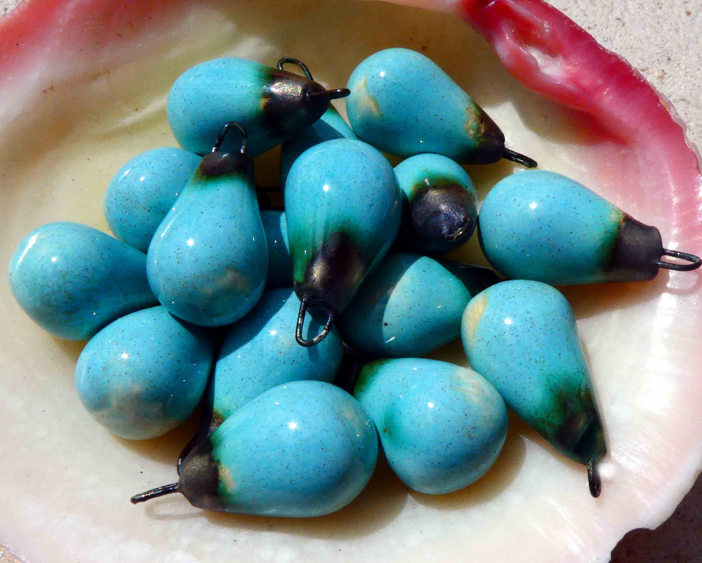 Ceramic Bronzy Drops Earring Charms - Larimar