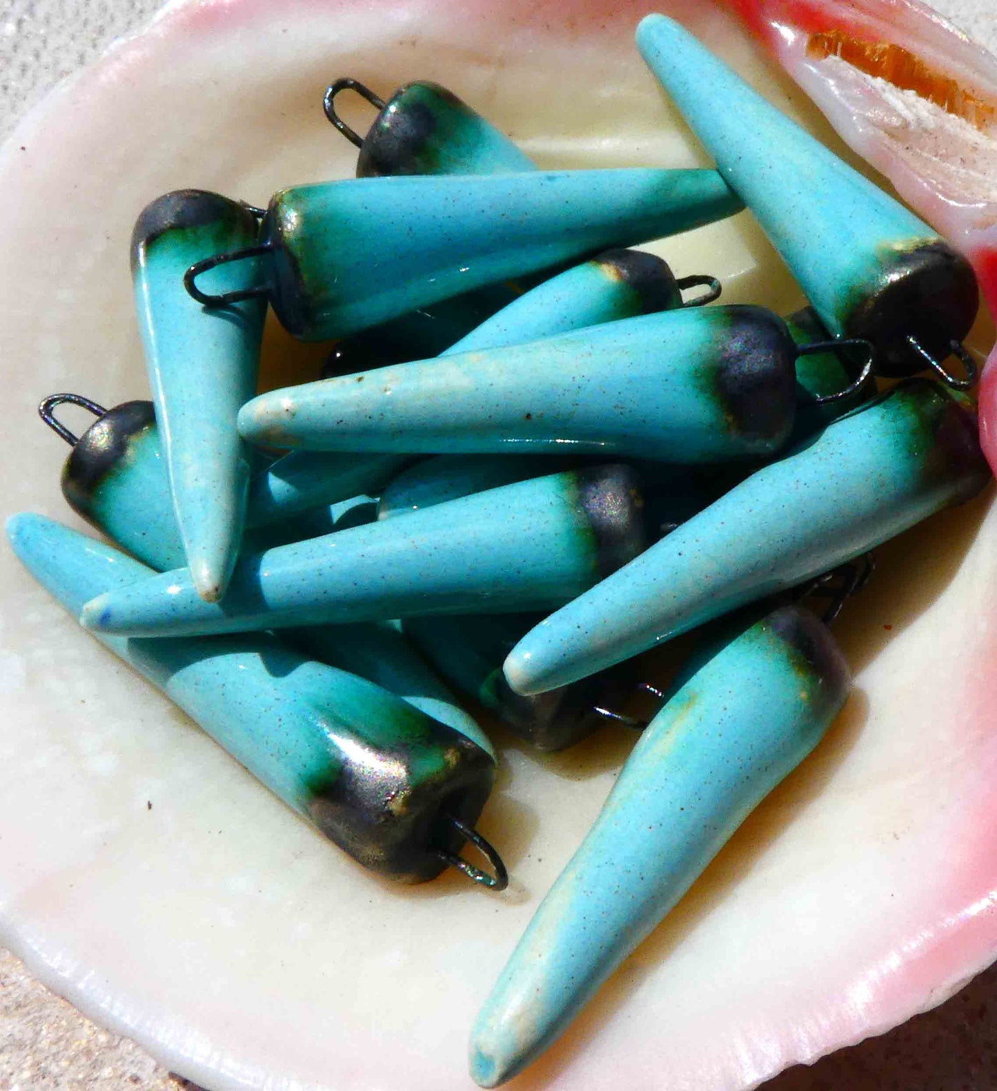 Ceramic Bronzy Spikes Earring Charms - Larimar