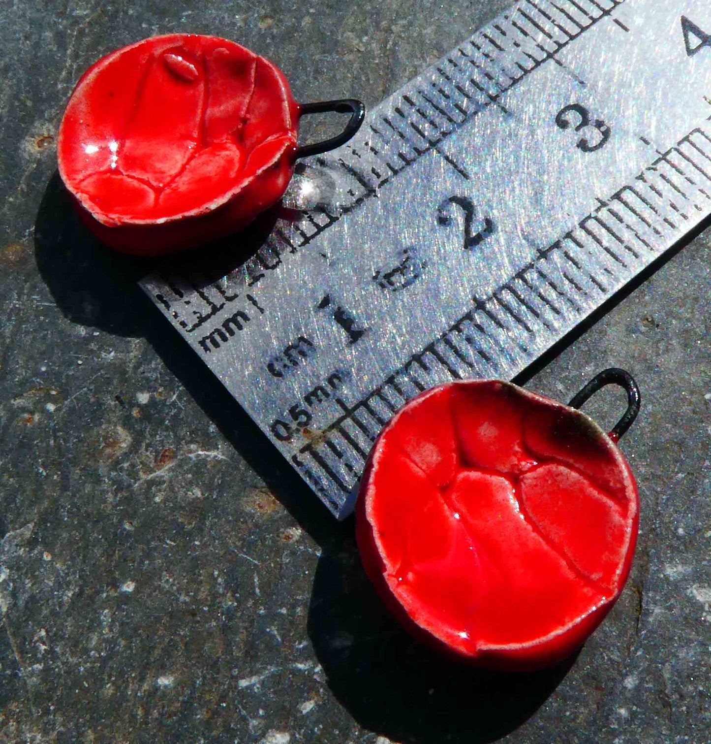 Ceramic Cobblestone Bowl Drops Earring Charms - Red