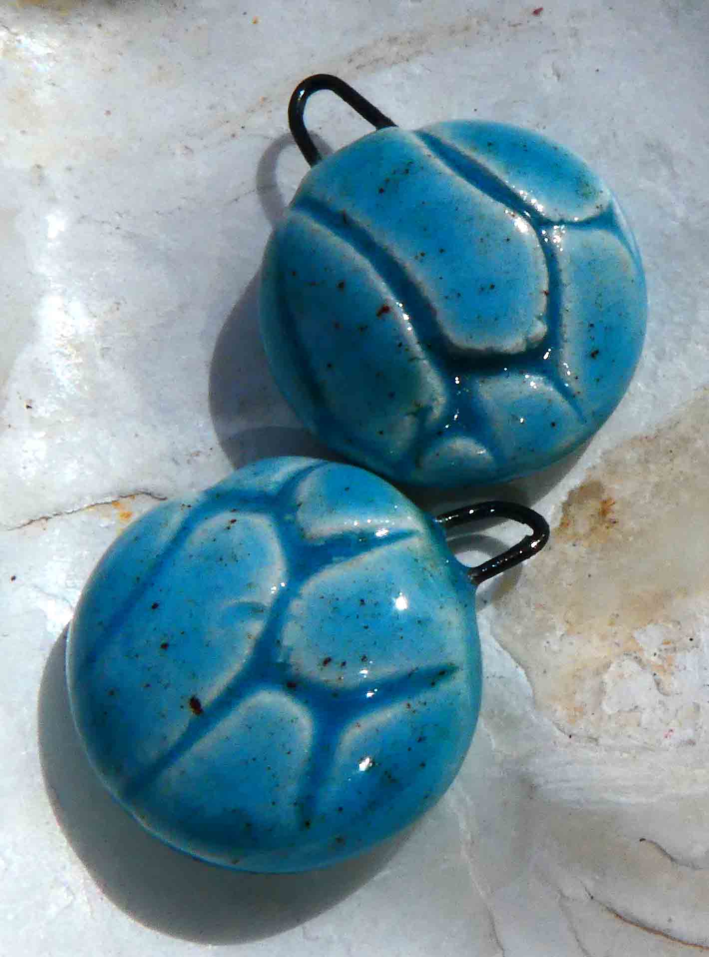 Ceramic Cobblestone Bowl Drops Earring Charms - Lagoon
