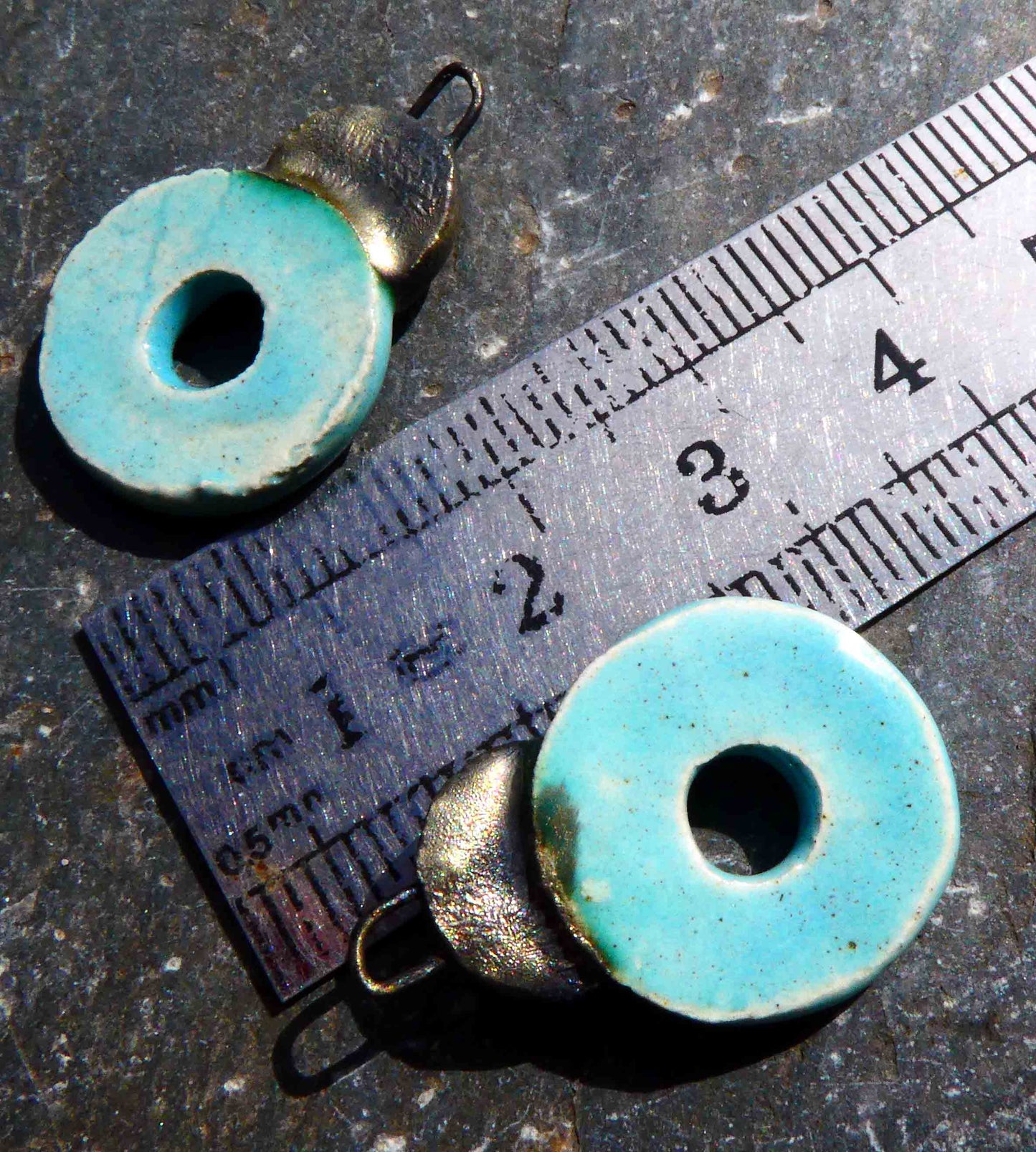 Ceramic Textured Hoop Connectors - Larimar