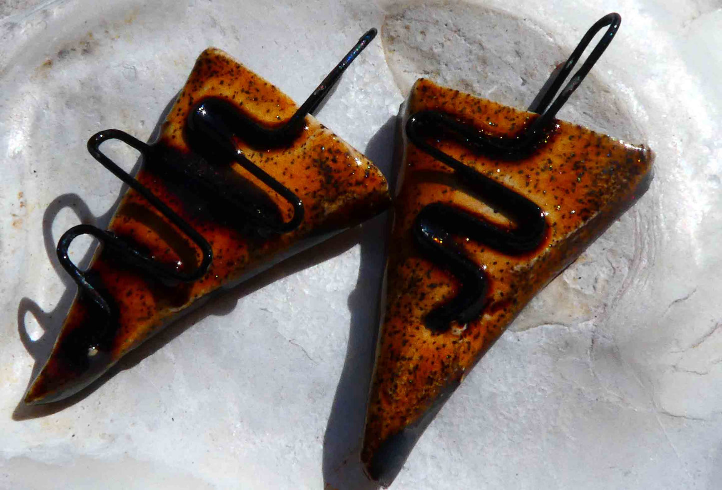 Ceramic Wiry Dagger Earring Charms - Amber Sparks