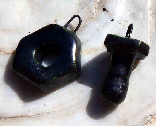 Ceramic Nut and Bolt Earring Charms