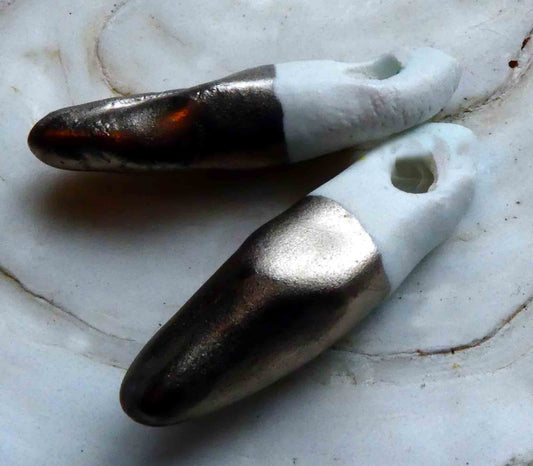 Porcelain and Platinum Lustre Earring Charms