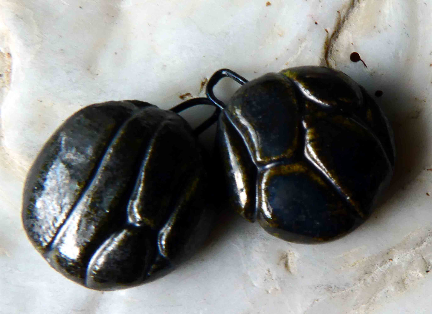 Ceramic Cobblestone Bowl Drops Earring Charms -Pewter