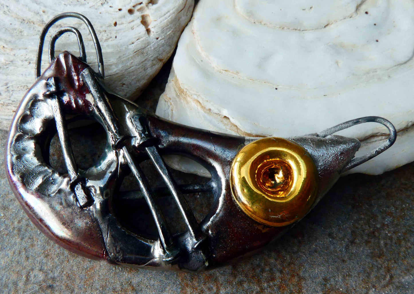 Ceramic Mixed Texture Pendant #2