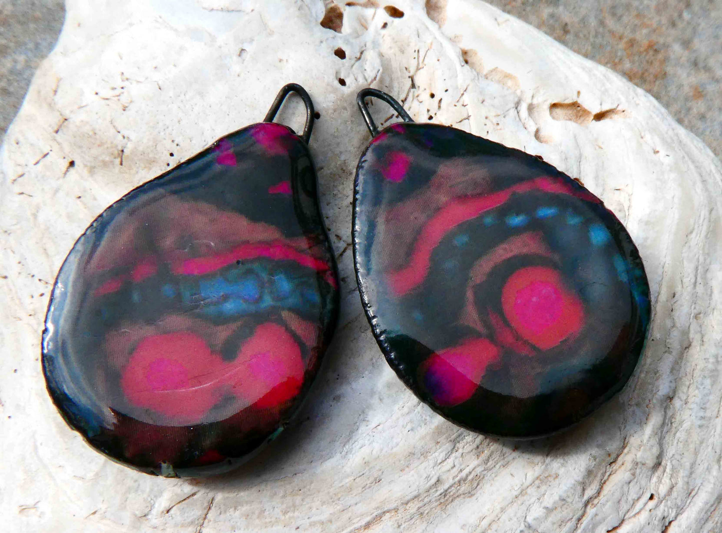 Ceramic Painted Decal Slice Earring Charms #14