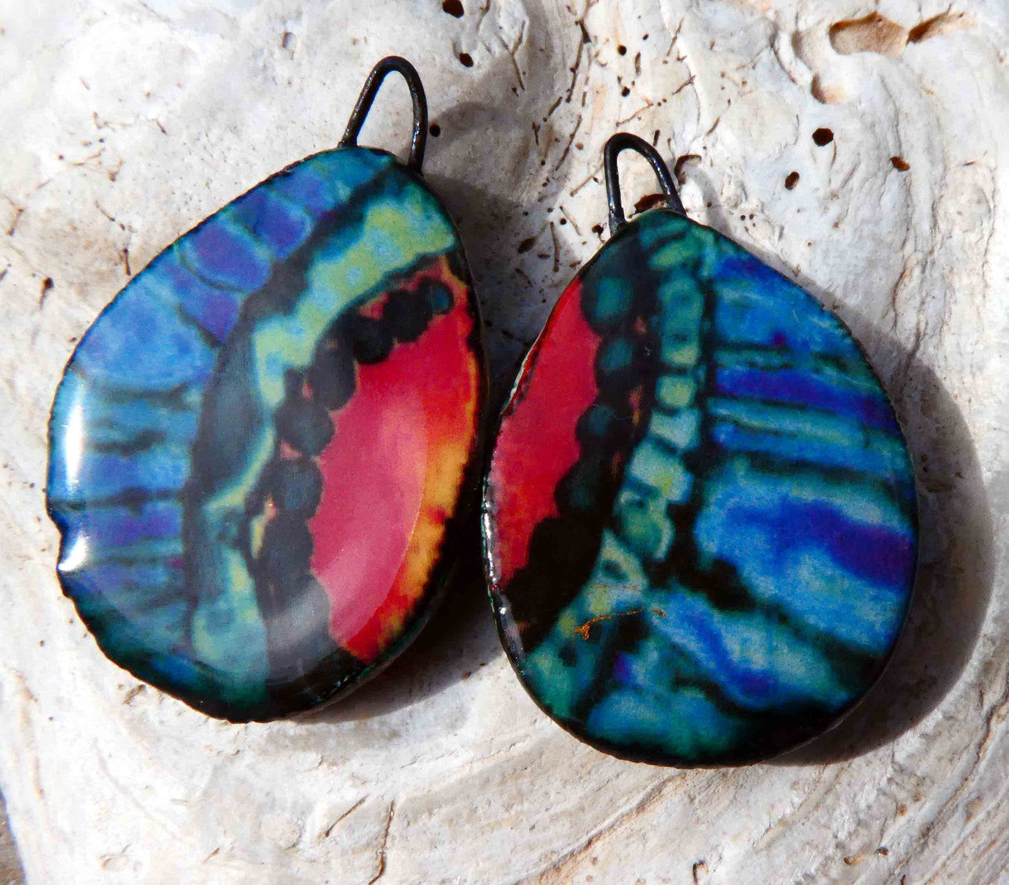 Ceramic Painted Decal Slice Earring Charms #20