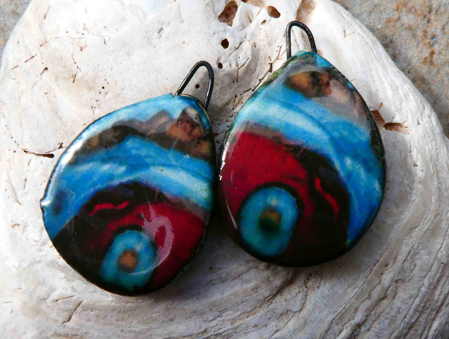 Ceramic Painted Decal Slice Earring Charms #24