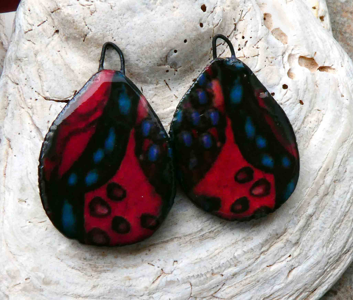 Ceramic Painted Decal Slice Earring Charms #28