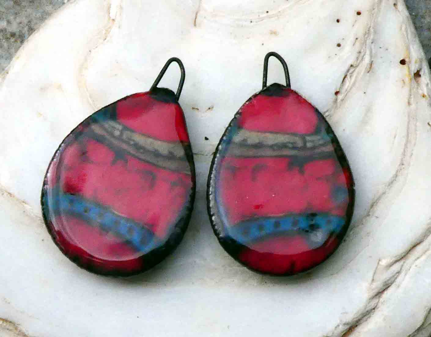 Ceramic Painted Decal Slice Earring Charms #34