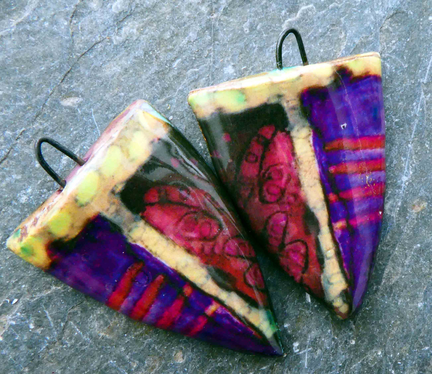 Ceramic Painted Decal Shield Earring Charms #34